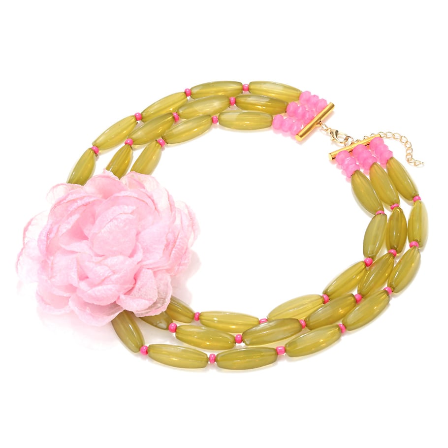 1 stuk stoffen bloemen gelaagde ketting Afbeelding2