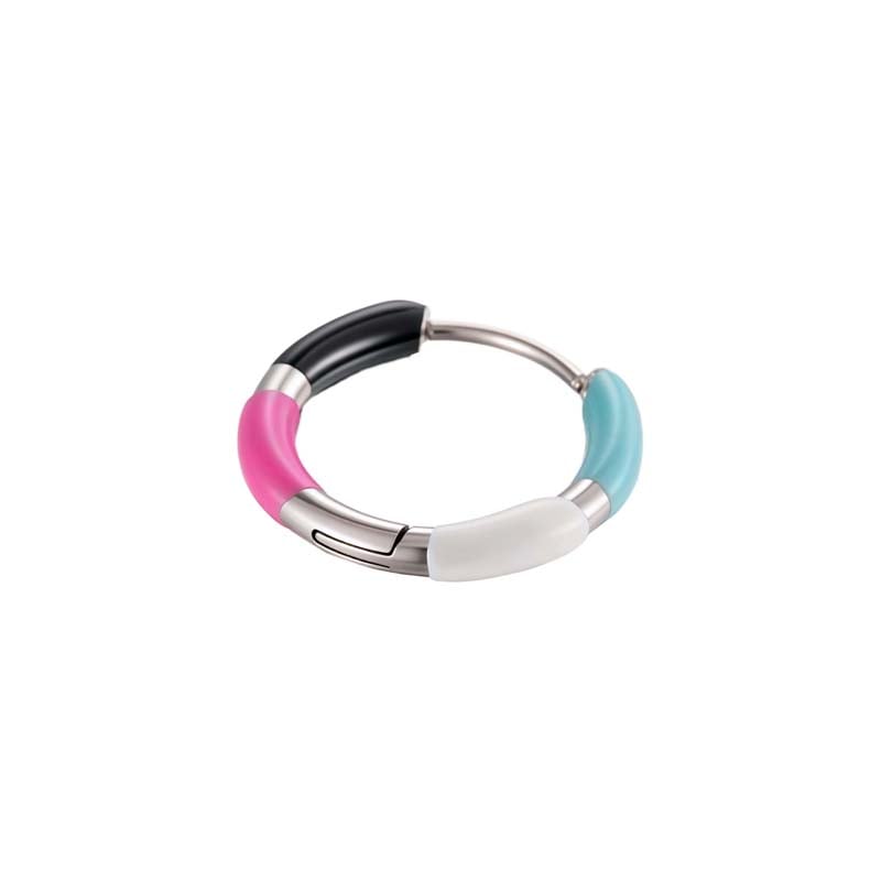 1 Piece Colorful Circle Stainless Steel Women's Hoop Earrings 