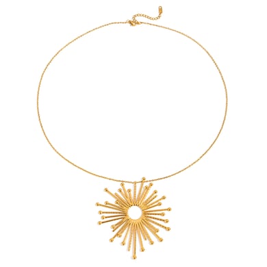 Collier avec pendentif soleil glamour en acier inoxydable couleur or pour femme, 1 pièce h5 Image6