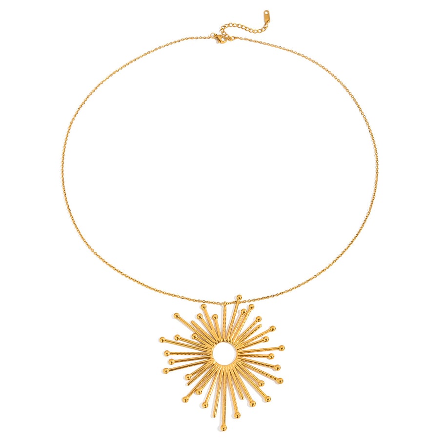 Collier avec pendentif soleil glamour en acier inoxydable couleur or pour femme, 1 pièce Image6