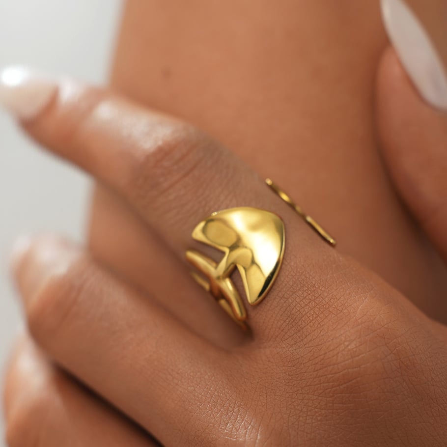 Bague en acier inoxydable couleur or avec motif animal naturel, 1 pièce Image4