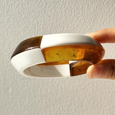 1 Parça Lüks Seri Retro Tek Renk Karışık Renkli Reçine Kadın Bilezikleri h5 Resim3