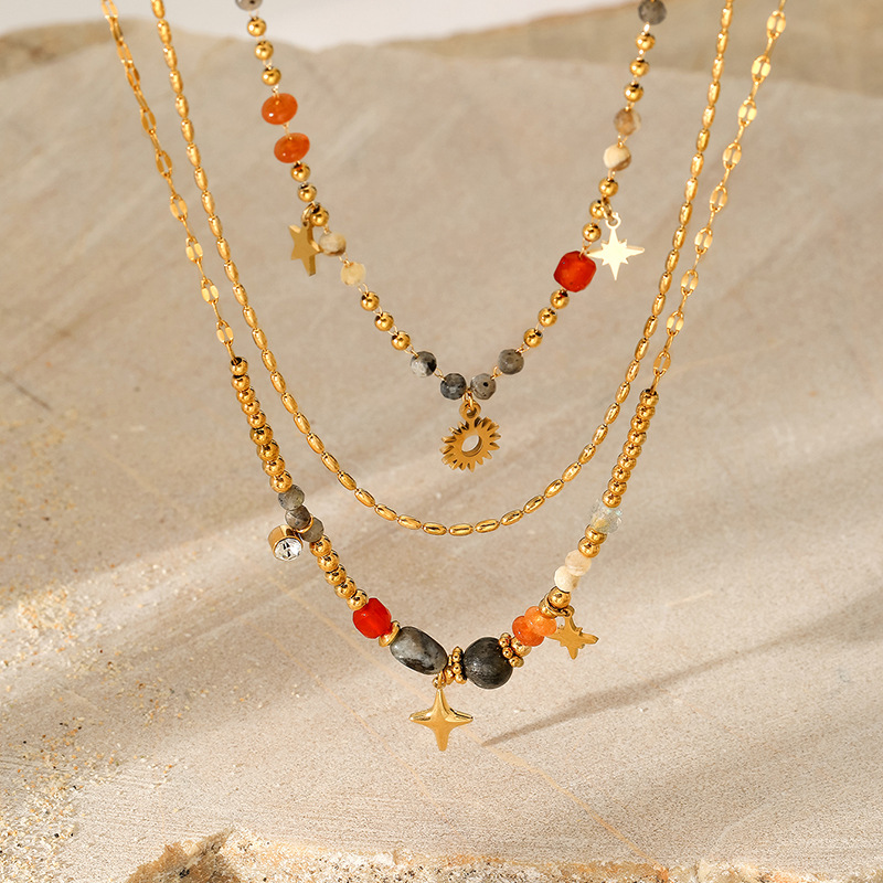 1 Piece Natural Stone Beaded Necklace Picture2
