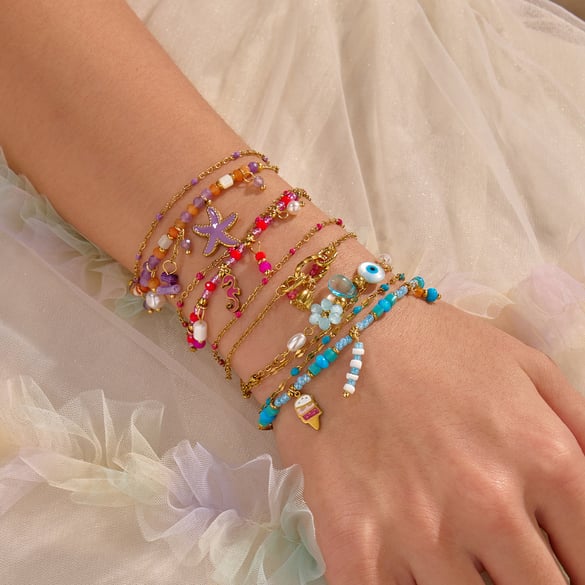1 Piece Romantic Stainless Steel Gold Color Charm Bracelet