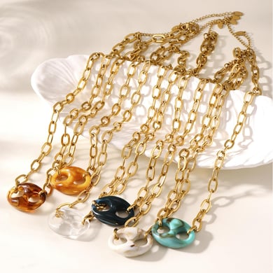 1 Piece Chic Irregular Shape Stainless Steel Gold Color Women's Pendant Necklaces h5 Picture8