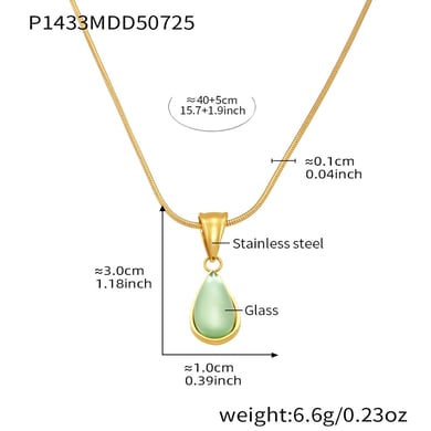 1 pezzo di splendida collana con ciondolo a goccia in vetro color oro in acciaio inossidabile da donna h5 