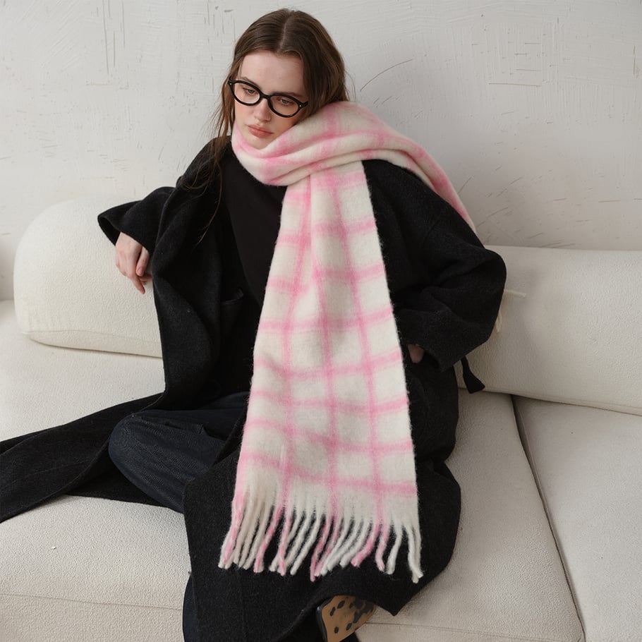 1 pieza de bufanda de invierno a cuadros para mujer Imagen3