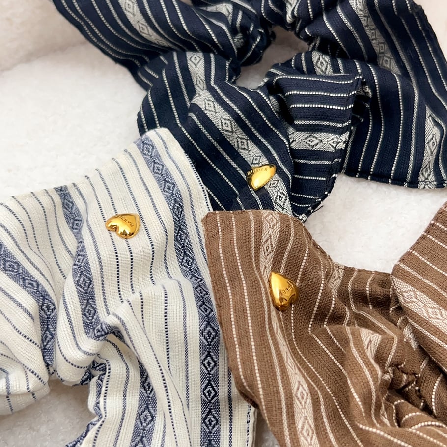 1 Piece Classic Strip Canvas Women's Scrunchies Picture4