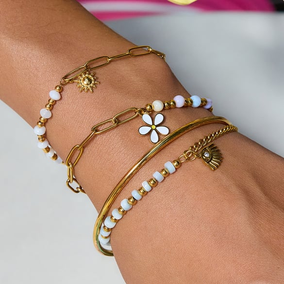 1 Piece Delicate Flower Stainless Steel Gold Color Women's Charm Bracelets