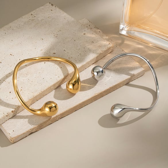 1 Piece Irregular Shape Stainless Steel Gold Color Cuff Bangle 2