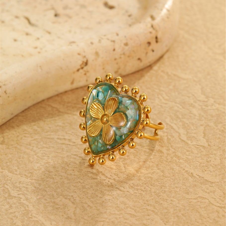 1 Piece Heart Stainless Steel Gold Color Statement Ring Picture3