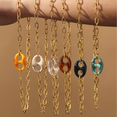 1 Piece Chic Irregular Shape Stainless Steel Gold Color Women's Pendant Necklaces h5 Picture5