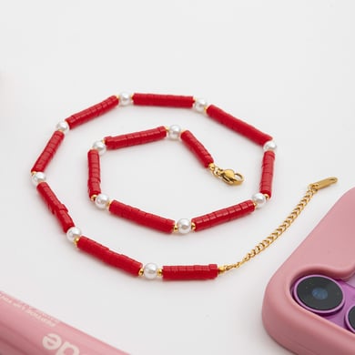 1 Piece Luxurious Cross Red Stainless Steel Gold Color Women's Layered Necklaces h5 Picture5