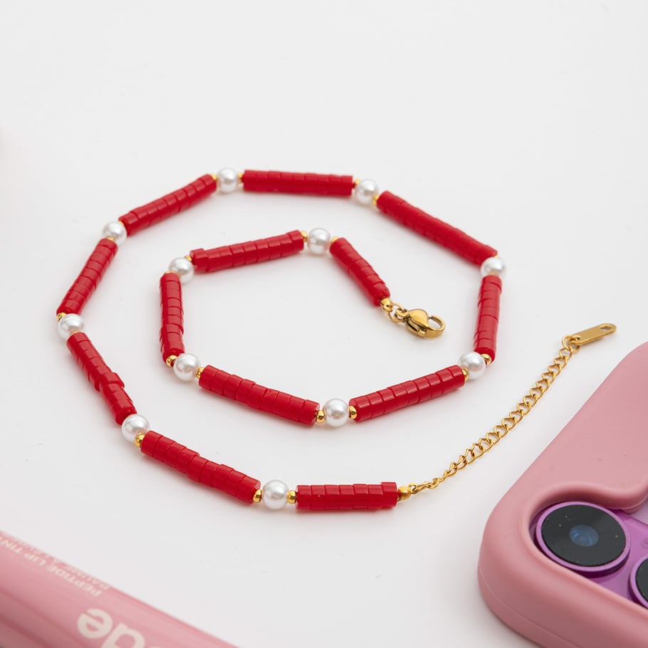 1 Piece Luxurious Cross Red Stainless Steel Gold Color Women's Layered Necklaces Picture5