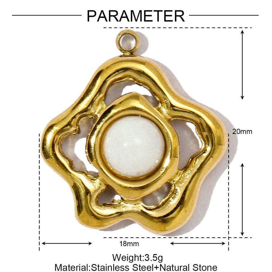 1 pieza de colgante clásico de flores con piedras naturales en color dorado para mujer Imagen2