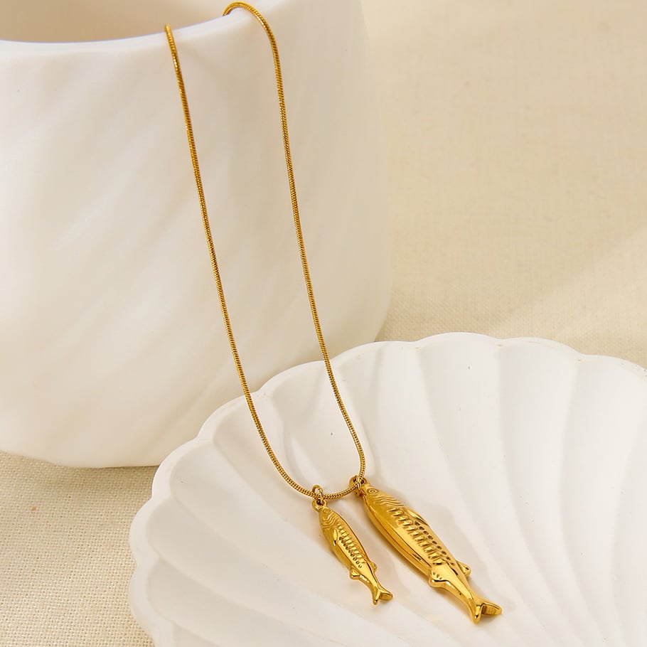 1 Piece  Vacation Turtle Fish Stainless Steel  Gold Color  Pendant Necklaces Picture4