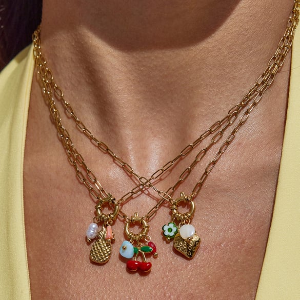 1 Piece Vivid Sweet Fruits Stainless Steel Gold Color Women's Pendant Necklaces