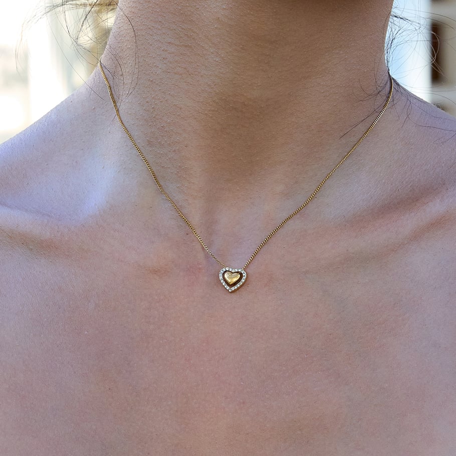 1 collar con colgante de corazón exquisito de acero inoxidable color dorado para mujer Imagen4
