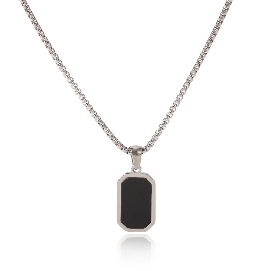 1 Piece Simple Series Daily Rectangle Stainless Steel  Natural Stone Women's Pendant Necklaces 