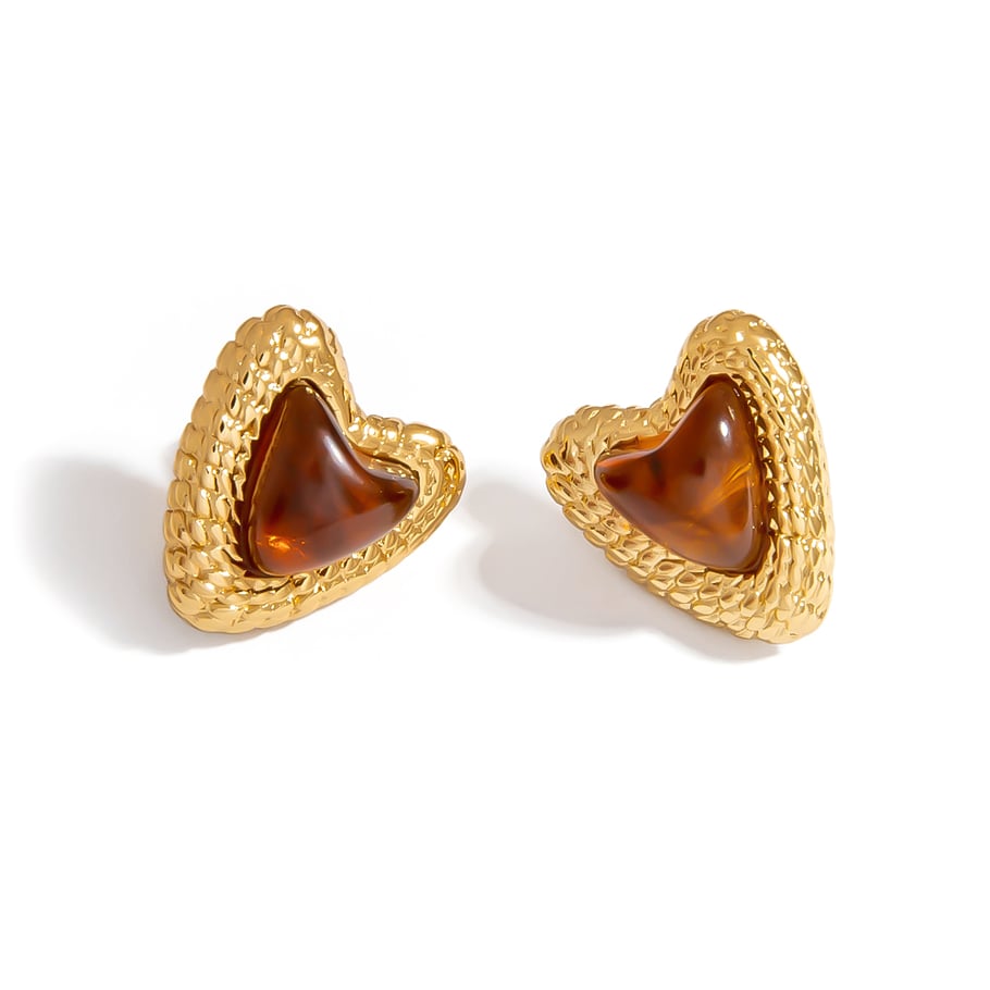 1 par de pendientes casuales de acero inoxidable con forma de corazón para mujer 
