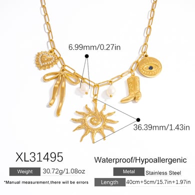 1 stuk Retro Zon roestvrijstalen hangerketting h5 Afbeelding2