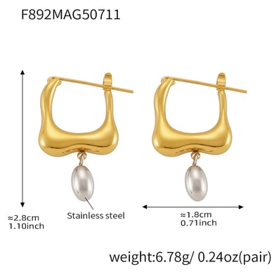 1 Pair Irregular Shape Stainless Steel Gold Color Women's Drop Earrings h5 Picture2