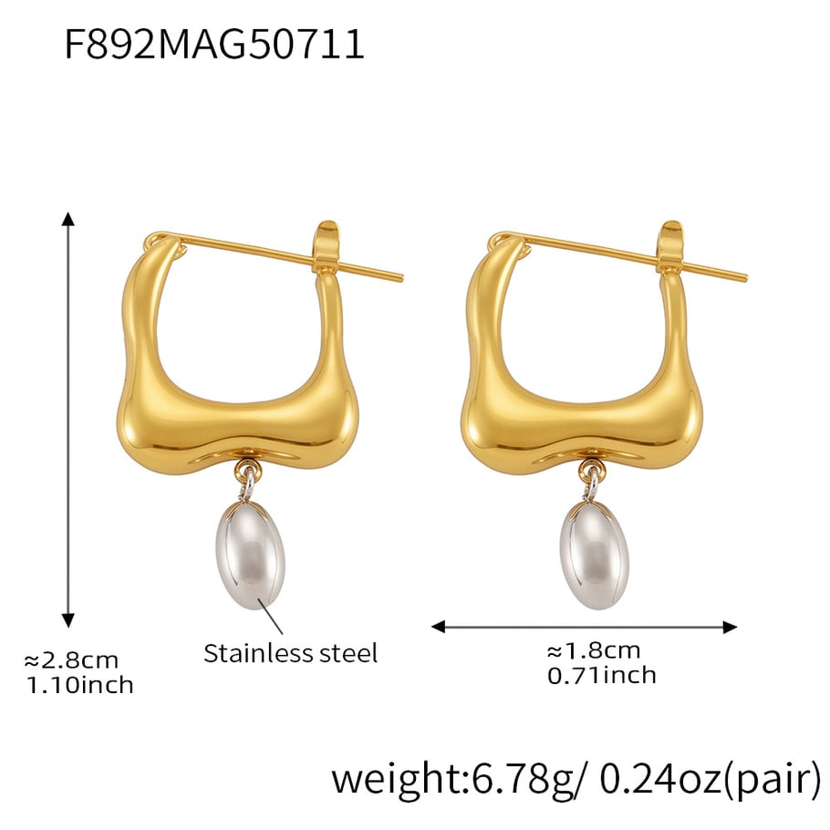 1 Pair Irregular Shape Stainless Steel Gold Color Women's Drop Earrings h5Picture2