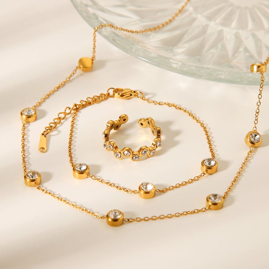 1 Stück unregelmäßige Form Edelstahl Gold Farbe Damen Halsketten Sets Bild4