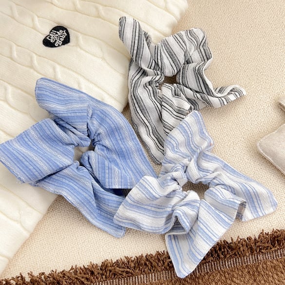 1 Piece Casual Strip Blue Canvas Women's Scrunchies