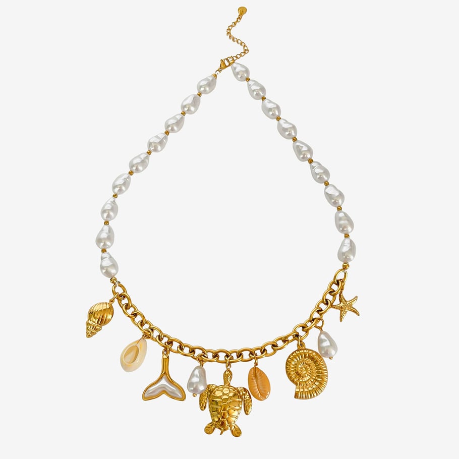 1 Piece Oceanic Stainless Steel Gold Color Pendant Necklace 