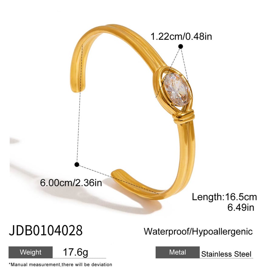 Bracelet élégant ovale en acier inoxydable couleur or pour femme, 1 pièce Image2
