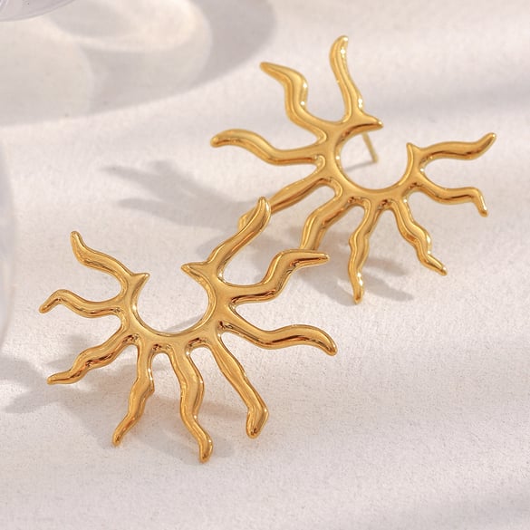 1 Paar Simple Series Vacation Sun Edelstahl Goldfarben Damen Ohrstecker