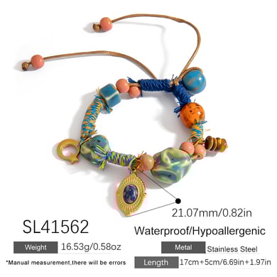 1 Piece  Casual Flower Irregular Shape Braided Rope Women's Beaded Bracelets h5 Picture2