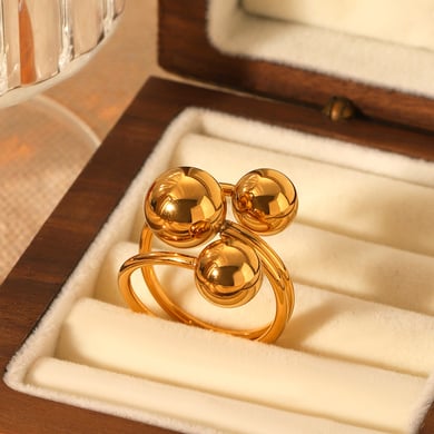 Daily Patchwork Stainless Steel  Gold Color  Statement Rings h5 Picture4