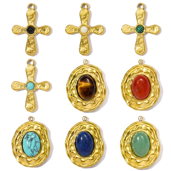 1 Piece Elegant Cross Natural Stones Women's Pendants 2