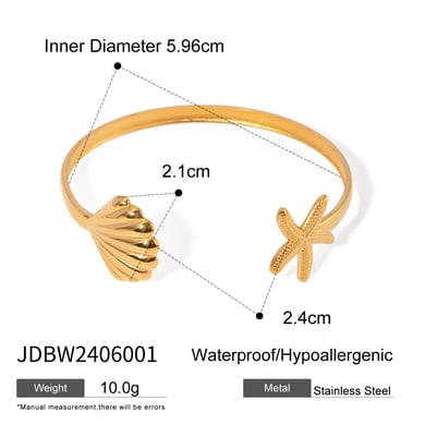 1 Piece Marine Organism Stainless Steel Gold Color Statement Rings h5 
