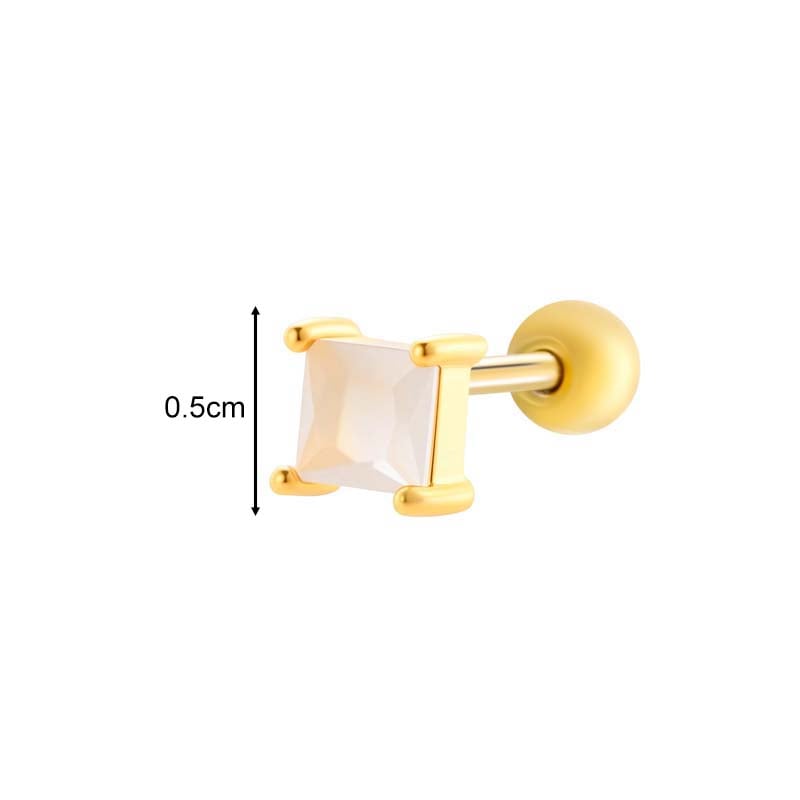 1 Piece Copper Gold Color  Zircon Piercing Earring Picture2