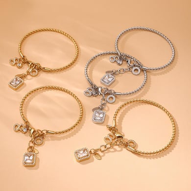 1 Piece Exquisite Rectangle Stainless Steel Gold Color Women's Charm Bracelets h5 Picture7