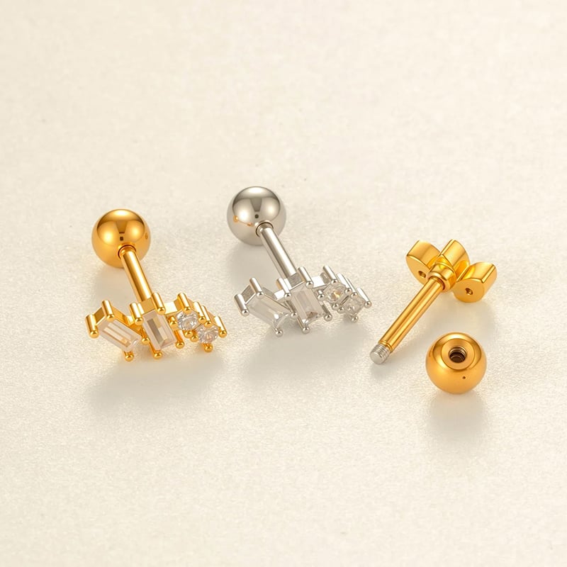 1 stuk vlinder koper goudkleurige zirkoon piercing oorbel Afbeelding3