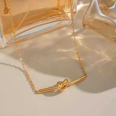 1 pezzo semplice semplice collana da donna in acciaio inossidabile color oro con torsione h5 Immagine2