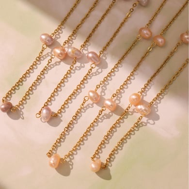 1 Piece Classic Irregular Pearl Shape Stainless Steel Gold Color Women's Chain Necklaces h5 Picture3