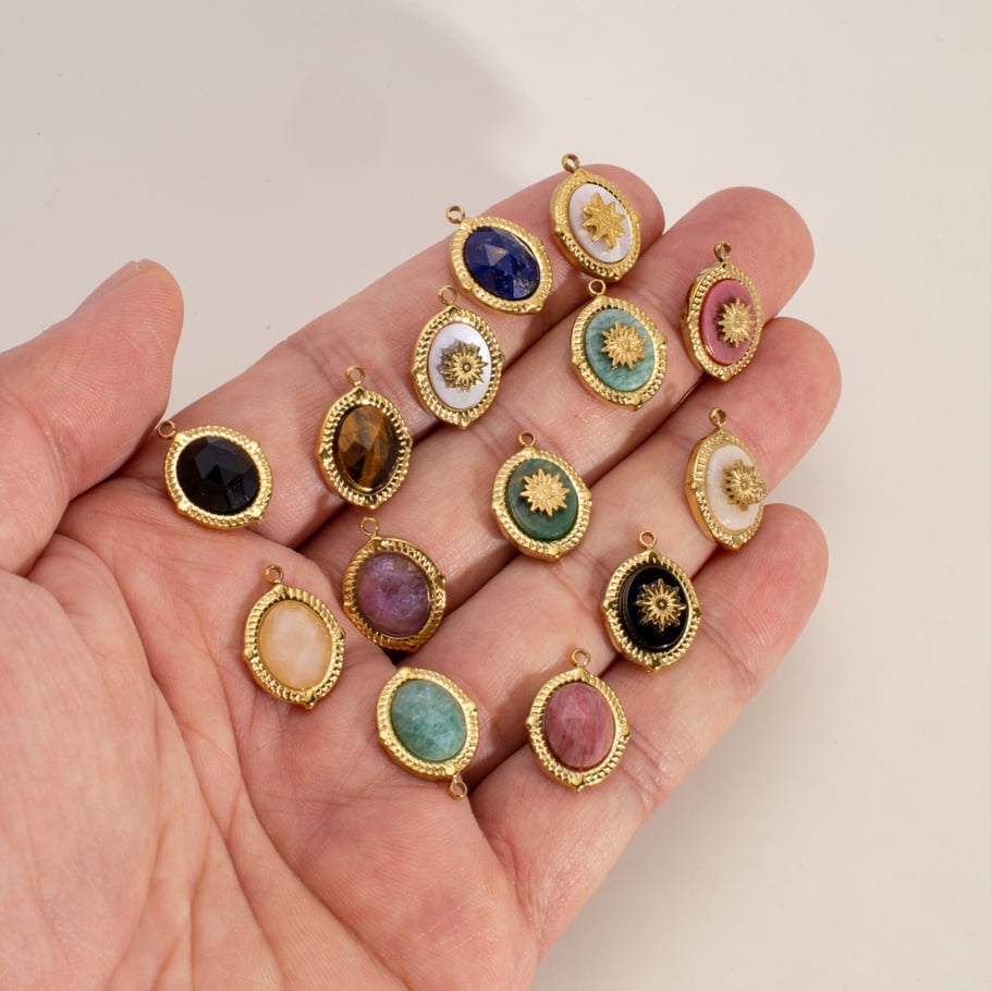 1 Piece DIY Retro Irregular Shape Natural Stone Women's Pendants Picture3