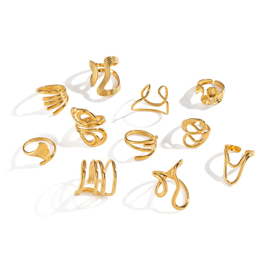 1 Piece Simple Series Daily Irregular Shape Stainless Steel Gold Color  Statement Rings Picture5