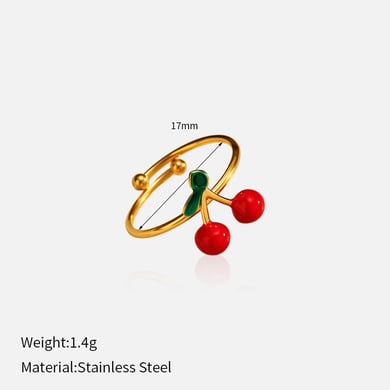 1 Stück süßer Statement-Ring aus Edelstahl mit Kirsche in Goldfarbe h5 