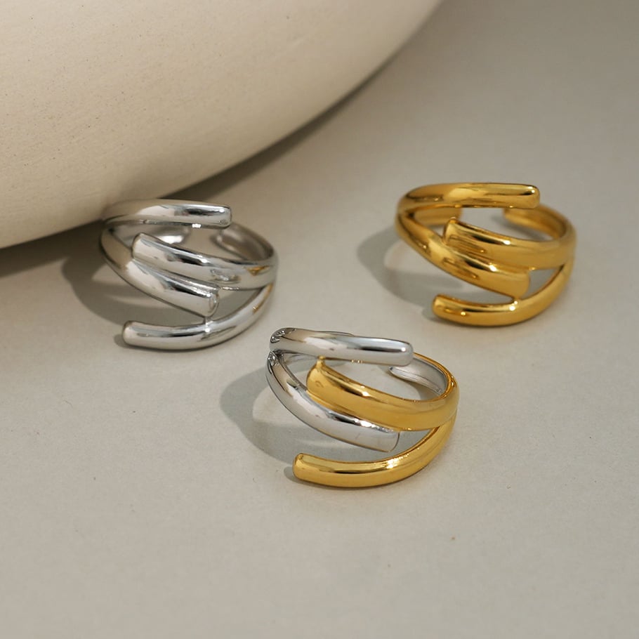 1 Piece Simple Series Casual Irregular Shape Stainless Steel Gold Color Minimalist Rings h5Picture7