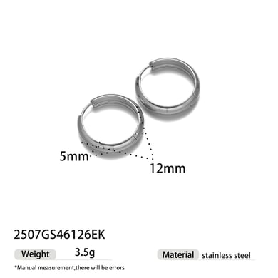 1 Pair Circle Stainless Steel Hoop Earrings h5 