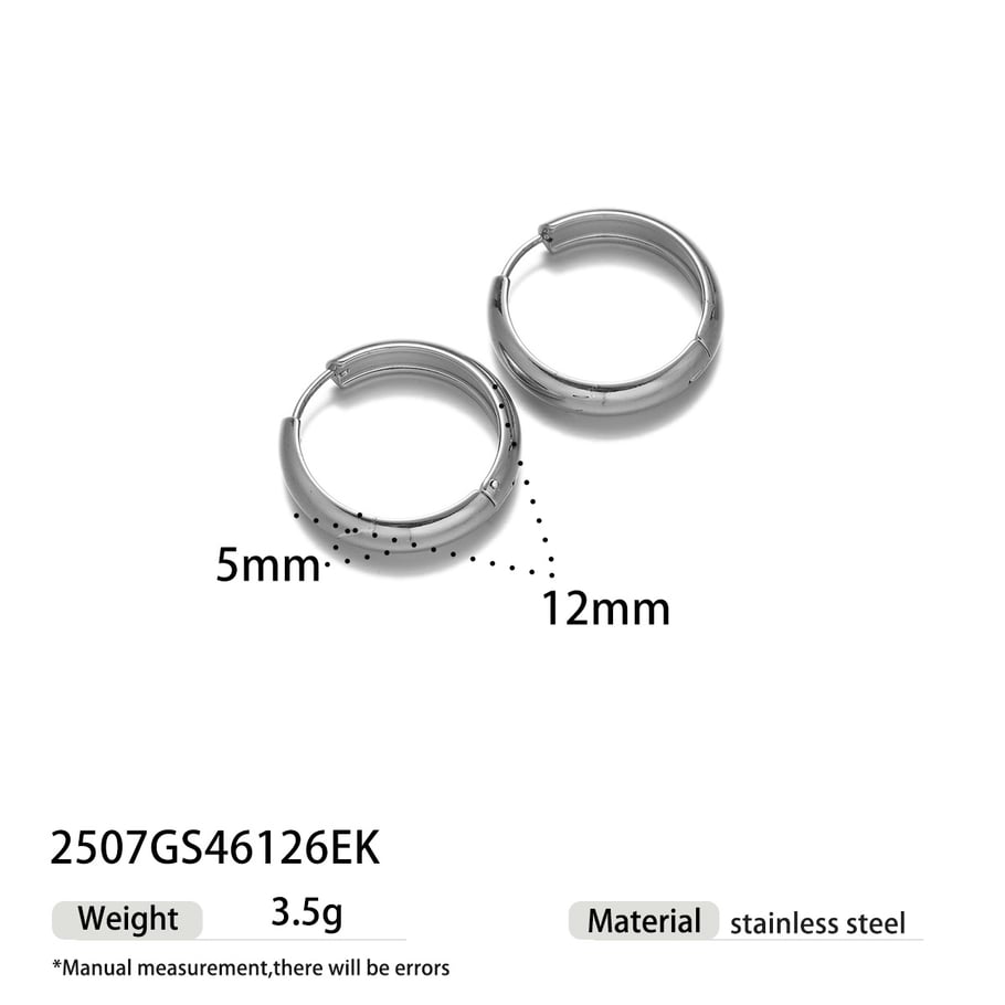 1 Pair Circle Stainless Steel Hoop Earrings 