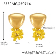 F332-Golden Yellow Stone Earrings Picture3