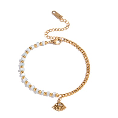 1 Stück Zarte Blume Edelstahl Gold Farbe Damen Charm Armbänder h5 