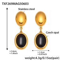 TXF269-Orecchini in opale nero dorato Immagine6